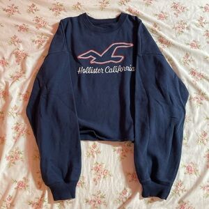 navy cropped hollister sweatshirt